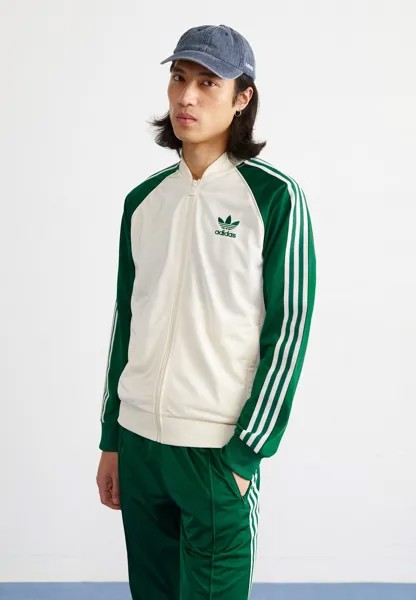 Спортивная куртка adidas Originals, белый/студенческий зеленый