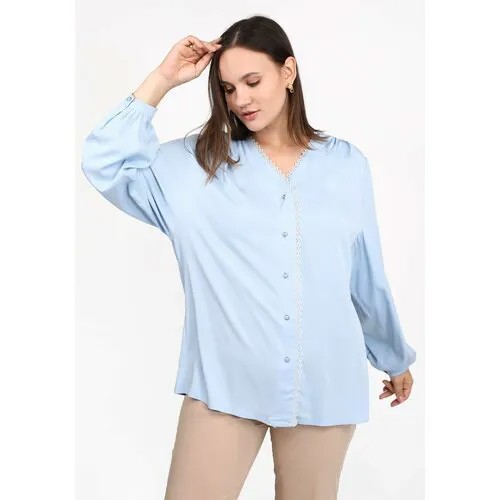 Блуза , повседневный стиль, размер 48, голубой