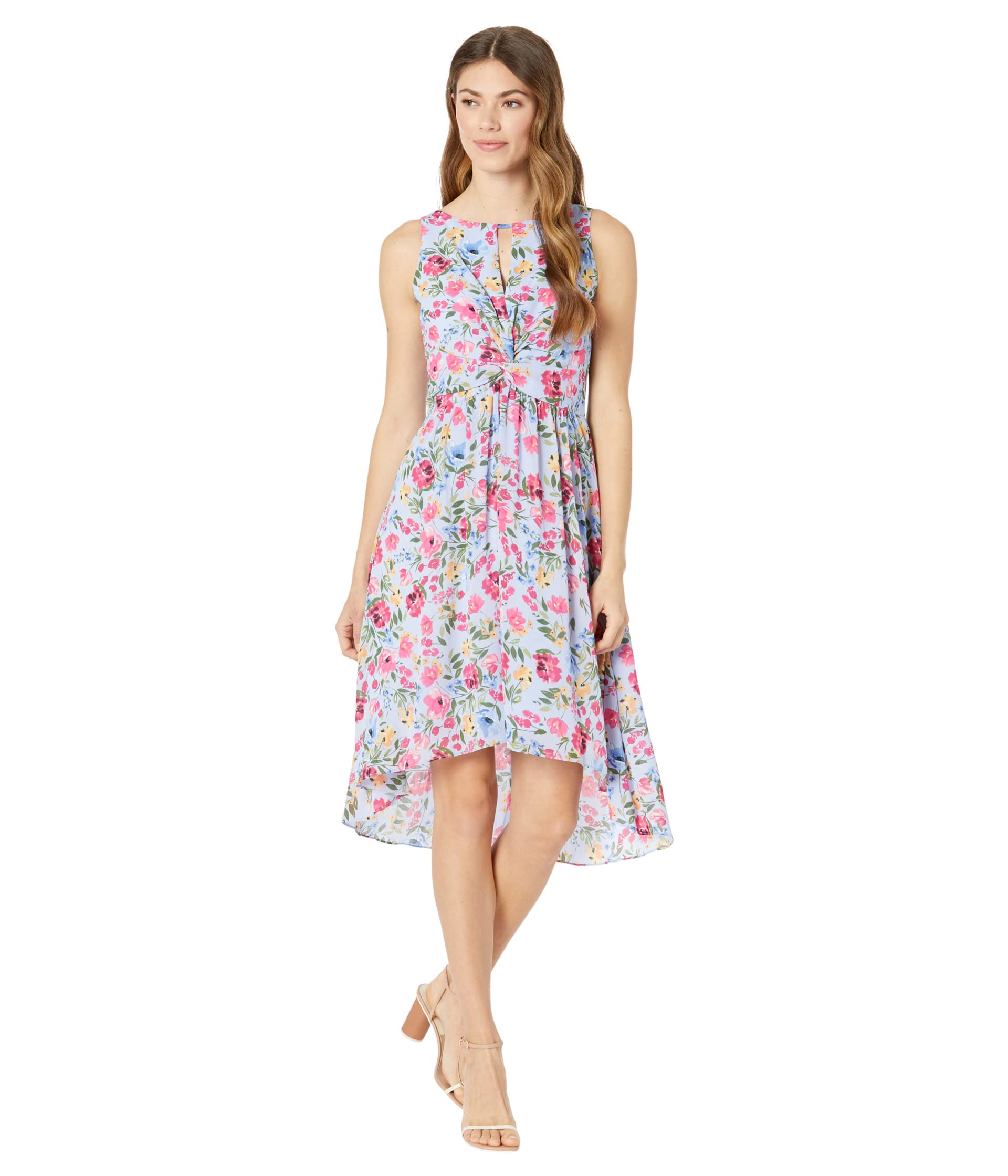 Платье Vince Camuto, Chiffon Keyhole Twist Front High-Low Midi