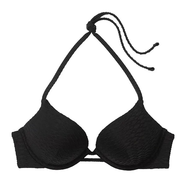 Топ бикини Victoria's Secret Swim Mix & Match Bombshell Push-Up Fishnet, черный