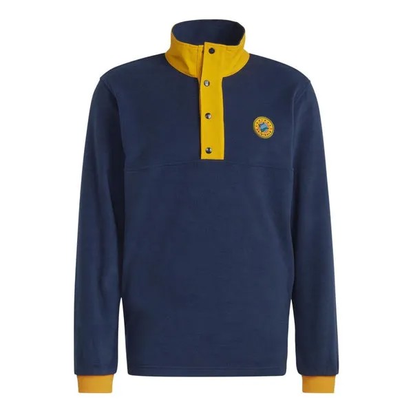 Толстовка adidas originals Wh Snap Fleece 'Navy Blue Yellow', синий