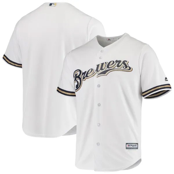 Мужская белая официальная базовая майка Milwaukee Brewers Home Cool Base Majestic