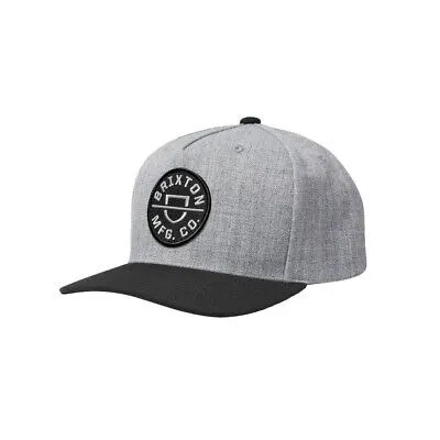 Кепка Brixton Crest C MP Snapback (Heather Grey/Black) с 5 панелями