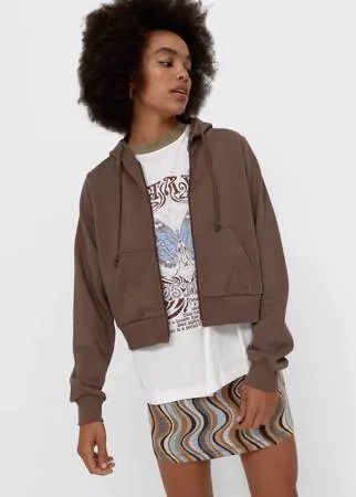 Stradivarius Худи С Молнией Коричневый Xs
