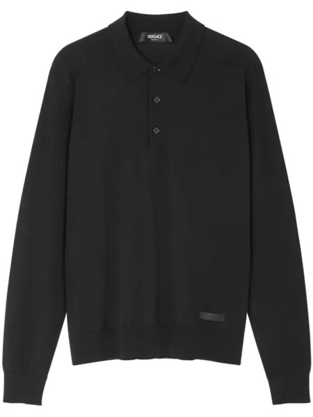 Versace рубашка поло с логотипом, черный