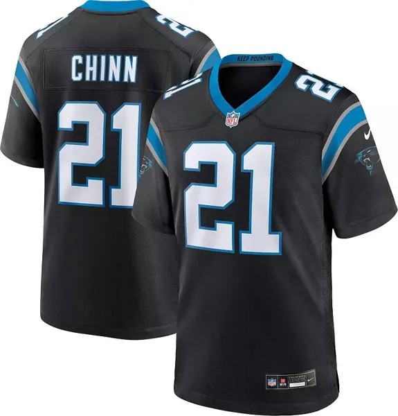 Мужская черная игровая майка Nike Carolina Panthers Jeremy Chinn #21
