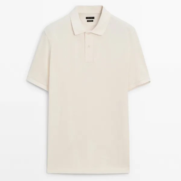 Поло Massimo Dutti Microtextured Cotton Pique, кремовый