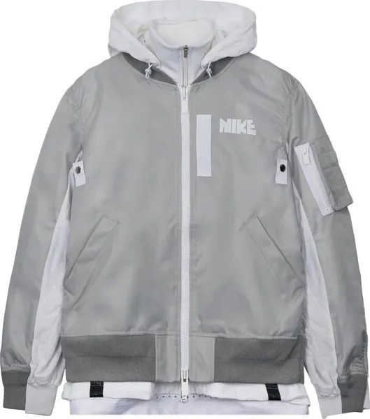 Куртка Nike x Sacai Layered Bomber Jacket 'Grey Fog', серый
