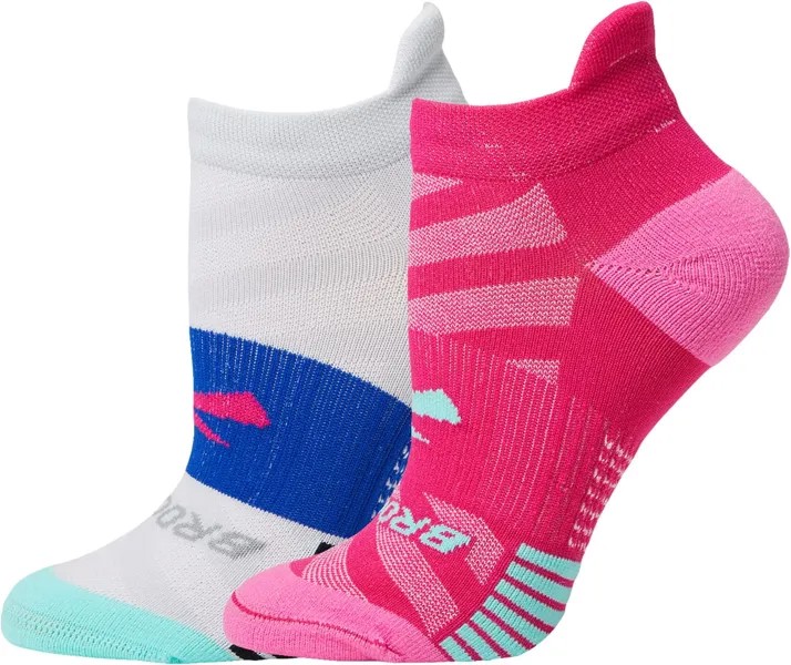 Носки Brooks Ghost Lite No Show 2 Pack, цвет Pink/Salt/Light Grey/Salt