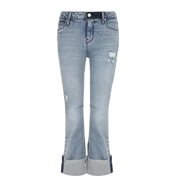 Укороченные расклешенные джинсы с потертостями RTA