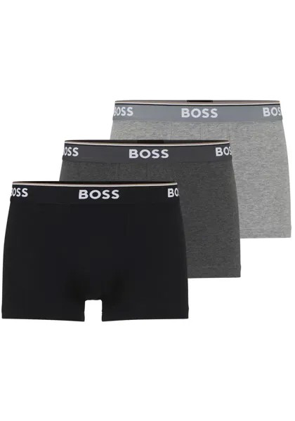 Боксеры BOSS (3 шт. в упаковке, 3 шт. в упаковке), с надписью BOSS на поясе, цвет Grau-Meliert, Anthrazit-Meliert, Schwarz