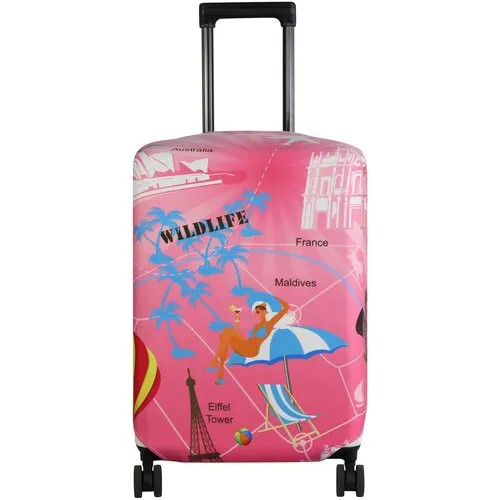 Чехол для чемодана TEVIN, 85 л, размер L+, мультиколор, розовый