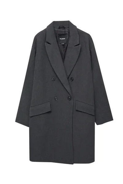 Пальто Pull&Bear Oversize Cloth, серый