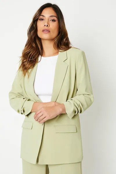 Однобортный пиджак со сборками на рукавах Debenhams, зеленый