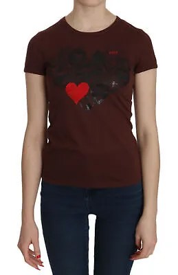 Блузка EXTE Коричневая футболка с круглым вырезом и короткими рукавами с принтом в виде сердца IT42/US8/M Рекомендуемая розничная цена: 200 долларов США