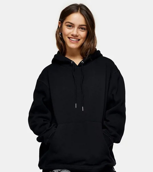 Черный худи со швами оверлок Topshop Petite-Черный цвет