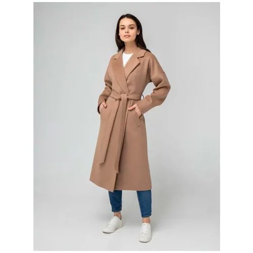 Пальто-халат  Wolfstore демисезонное, шерсть, оверсайз, удлиненное, размер L, бежевый