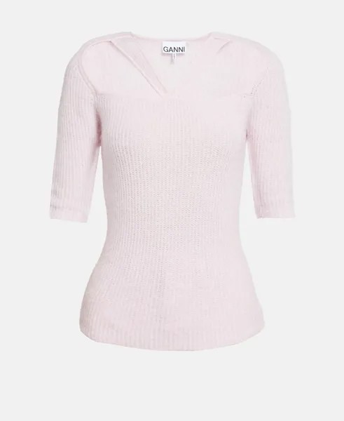 Пуловер с короткими рукавами Ganni, розовый