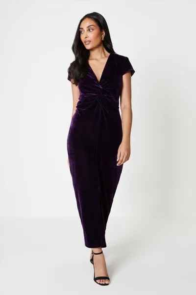 Бархатное платье мидакси миниатюрного размера премиум-класса Wallis, фиолетовый