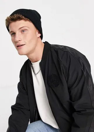 Черная шапка-бини из смесового переработанного полиэстера Topman-Черный цвет