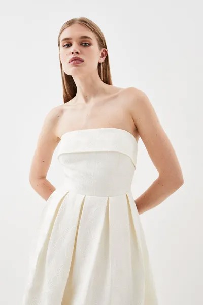 Тканое жаккардовое платье-бандо для выпускного вечера Karen Millen, белый