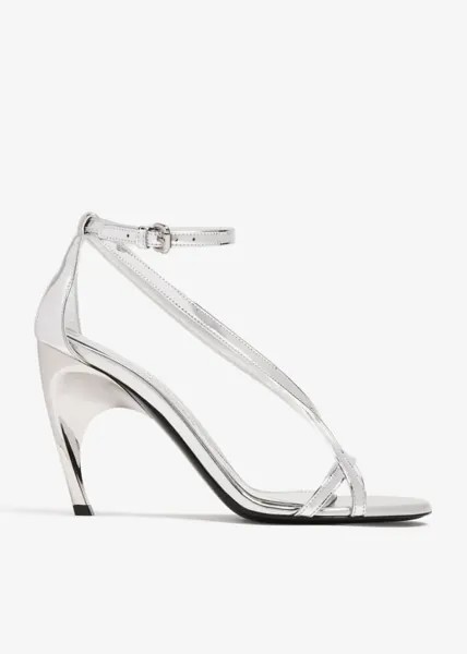 Сандалии Alexander Mcqueen Leather Strappy, серебряный