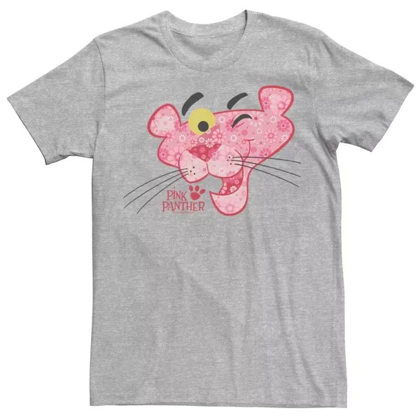 Мужская футболка с цветочным принтом The Pink Panther и большим лицом Licensed Character