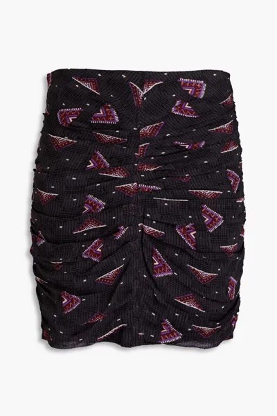 Мини-юбка Cassi со сборками и принтом из жоржета фил-купе Ba&Sh, древесный уголь