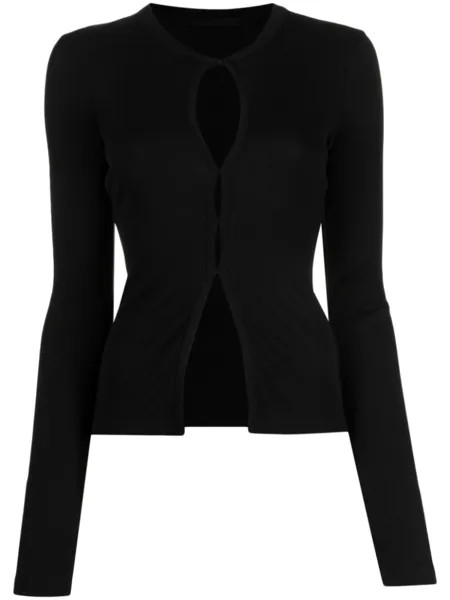 Helmut Lang топ в рубчик с вырезами, черный