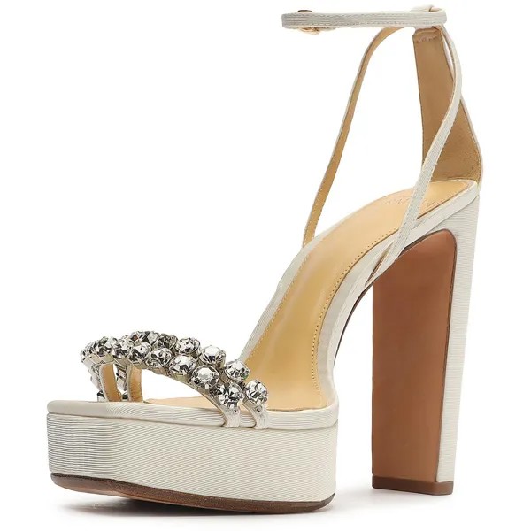 Сандалии Agnes Plateau Женские кожаные нарядные туфли на каблуке Alexandre Birman, слоновая кость
