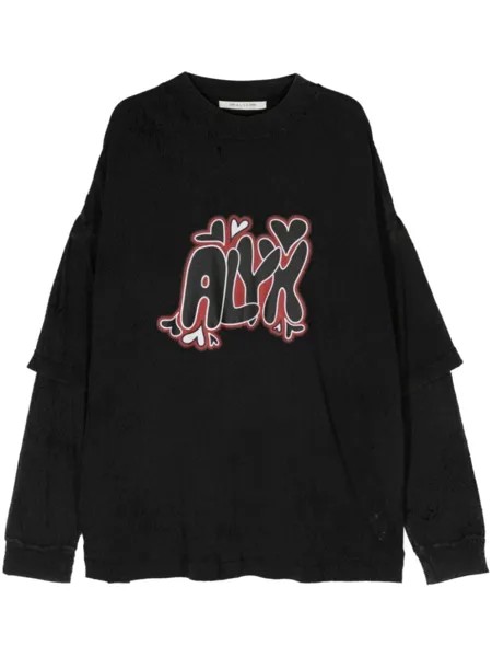 Футболка с эффектом потертости и логотипом 1017 ALYX 9SM, черный