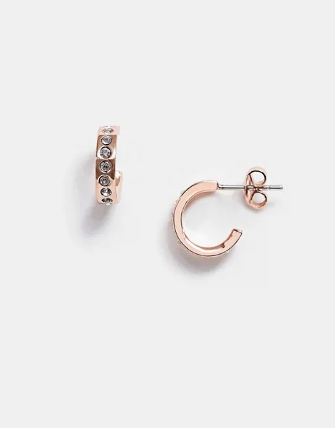 Миниатюрные серьги-кольца цвета розового золота с кристаллами Swarovski от Ted Baker Seeni-Золотистый