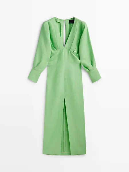Платье женское Massimo Dutti 925995251 зеленое L (доставка из-за рубежа)