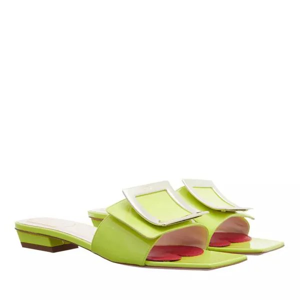 Туфли belle vivir metal buckle mules in patent leather Roger Vivier, зеленый