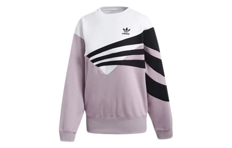 Свитшот женский светло-розовый, фиолетовый, серый/белый/черный Adidas Originals, светло-розовый/фиолетовый/серый/белый/черный