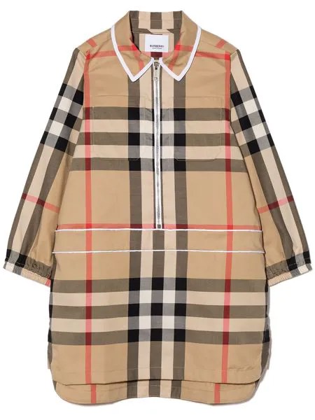 Burberry Kids платье в клетку Vintage Check с воротником на молнии