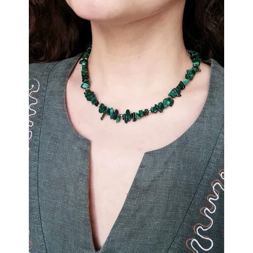 Чокер Emerald, малахит, длина 47 см, бежевый, бирюзовый