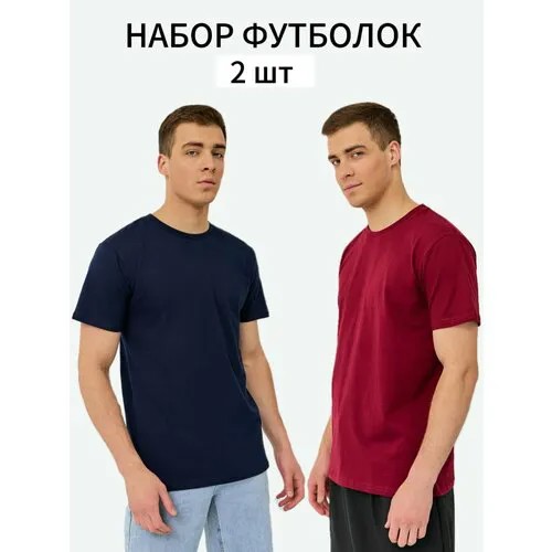 Футболка, размер L, синий, бордовый