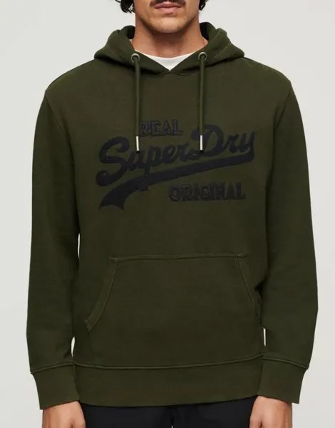 Худи с длинными рукавами и вышивкой Superdry оливкового цвета Surplus Goods