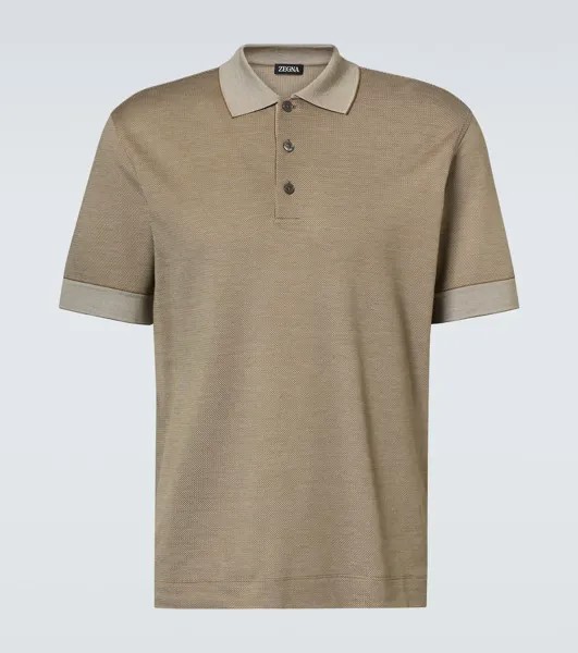 Рубашка-Поло из смесового хлопка Zegna, зеленый