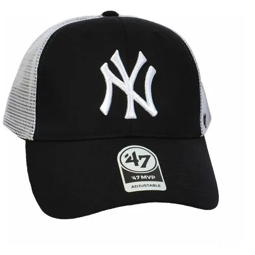 Бейсболка летняя сетка с изогнутым козырьком '47 Brand BRANSON MVP New York Yankees B-BRANS17CTP (OS белый с черным)