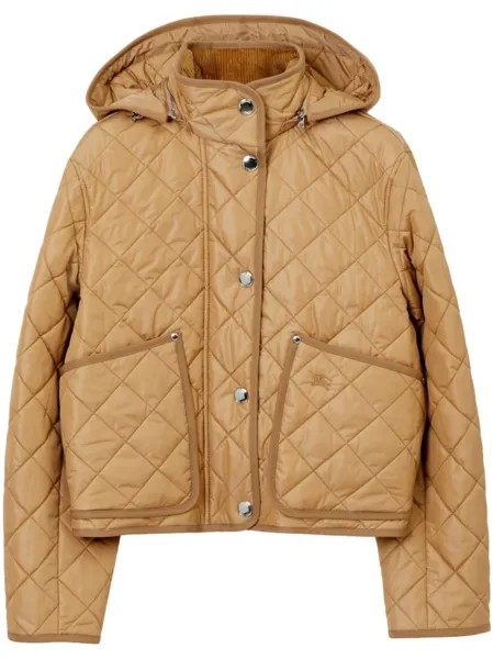 Burberry стеганая куртка с капюшоном, нейтральный цвет