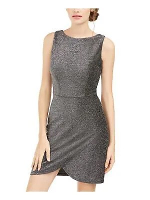 B DARLIN Женское серебристое мини-коктейльное платье-футляр без рукавов для подростков Размер: 5\6