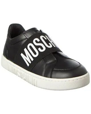 Женские кожаные кроссовки с логотипом Moschino