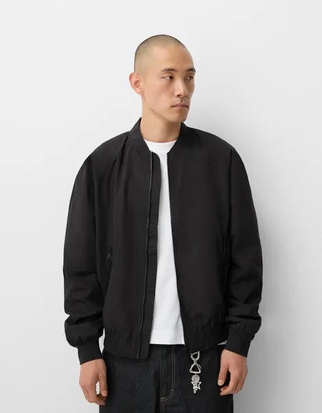 Легкая куртка-бомбер Bershka, черный
