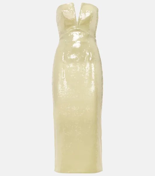 Корсетное платье без бретелек с пайетками Roland Mouret, зеленый