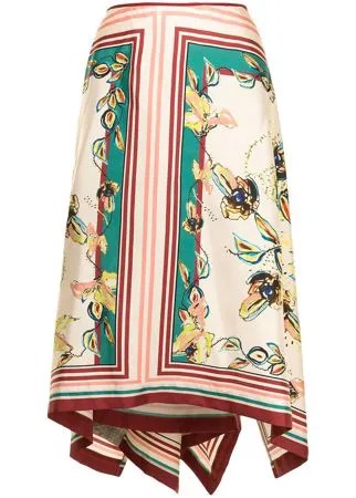 Antonio Marras юбка с асимметричным подолом и цветочным принтом