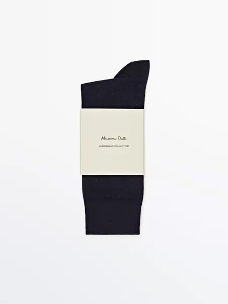 Длинные носки из полухлопка в горосток Massimo Dutti, темно-синий