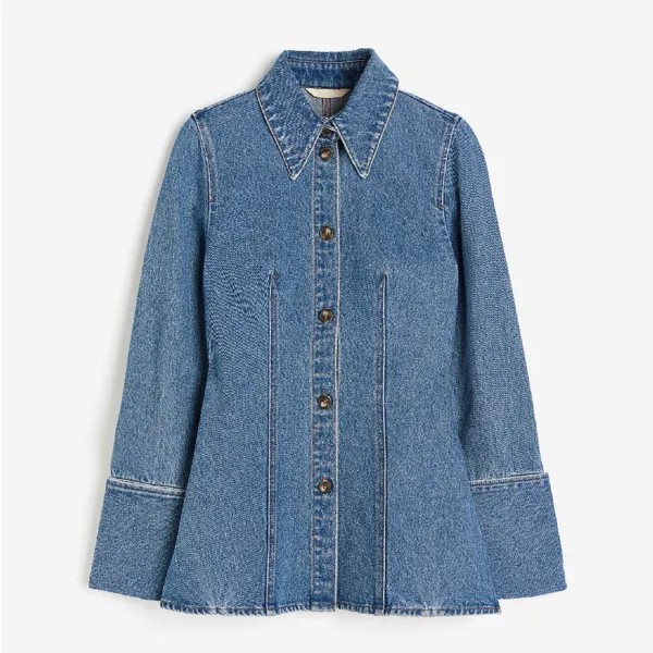 Рубашка H&M Fitted Denim, синий