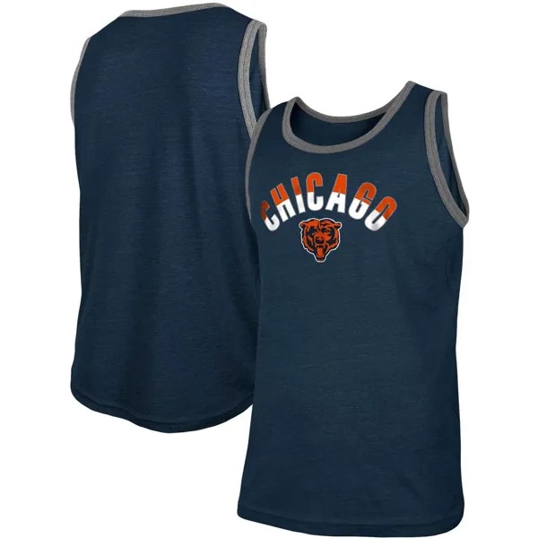 Мужская майка New Era Heathered Navy Chicago Bears Ringer Tri-Blend